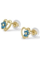lovable itty-bitty light blue flower birthstone earrings for babies and children